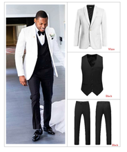 Costume Homme White Men Suits Wedding Black Pant 2020 Handsome Summer Suit Slim Fit Groom Tuxedos Blazer Party Prom Wear 3 Piece 2024 - buy cheap