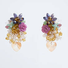 ZA Earrings Boho Ethnic Handmade Crystal Beaded Flower Drop Earrings For Women Statement Bling Big Heart Dangle Earring Jewelry 2024 - buy cheap