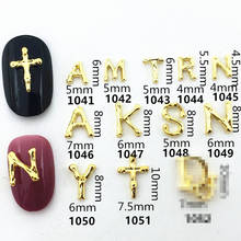 10 unids/lote de pegatinas/dijes/herramientas para manicura, accesorios de aleación de Metal para uñas, alfabeto inglés y dorado de Japón 2024 - compra barato