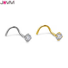 Jovivi-anillos de acero inoxidable para la nariz, Piercing de acero curvado de 2x20G y 0,8mm con Zirconia cúbica, aro nasal, séptum y corporal, joyería 2024 - compra barato