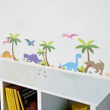 Colorido dinossauro palmeira adesivos de parede para crianças quartos berçário crianças decalques mural decoração diy casa decoração 2024 - compre barato