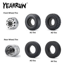 YEAHRUN Metal Alloy Front&Rear Wheel Hub Rims with Rubber Tires for Tamiya 1/14 RC Tow Drag Trailer Tractor Truck Upgrade Parts 2024 - buy cheap