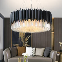 Lustre de cristal para sala de estar, luminária suspensa de luxo com luz preta, redonda, para decoração de casa, quarto, sala de jantar, iluminação para interiores 2024 - compre barato