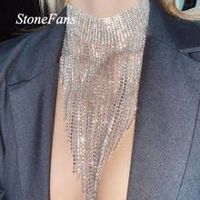 Stone efans-colar longo com borla, jóias femininas da moda, multicamadas, strass, gargantilha de cristal 2024 - compre barato