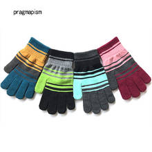 Winter adult Stretchy Mittens Knitted Gloves Girls Boys Stripe Warmer New Autumn Fashion Wrist Soft Gloves 2024 - buy cheap