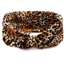 Leopardo de malha cruz bandana para mulheres elástico macio torcido esportes yoga hairband banho chuveiro faixa de cabelo headwrap acessórios 2024 - compre barato