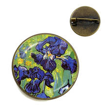 Van gogh broche de bronze artes vintage, broche de 20mm contas de vidro domo colarinho joias crachá para mulheres homens crianças presente 2024 - compre barato