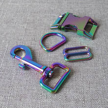 50 conjuntos 25mm 1 rainbow rainbow arco-íris fivela de metal d anel slider loop cinta ajustador fecho para coleira de cachorro pet leads clipe gancho acessório 2024 - compre barato