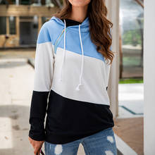 UZZDSS Diagonal Zipper Stitching Hoodies Women Slim Drawstring Sweatshirts Autumn Winter 2021 New Style Long Sleeves Hoodies 2024 - buy cheap