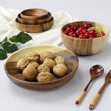 Creative Natural Solid Acacia Wooden Bowl for Soup Rice Handmade Wood Soup Fruit Bowl Salad Bowl Kitchen Utensils Tableware 2024 - buy cheap