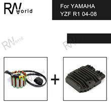 Kits de bobina de estator de motor y regulador de voltaje para motocicleta, piezas de rectificador para YAMAHA YZF1000 YZFR1 YZF R1 1000 2004-2008 05 06 07 2024 - compra barato