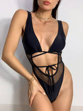 2020 New Mesh Hollow Out High Cut Black Women Swimwear One Piece Swimsuit Female Padded Bather Bathing Suit Swim Lady 2024 - buy cheap