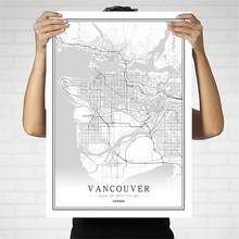 Canada Creative city map Ottawa Abstract Canvas Painting Black and white Wall Art Print Poster Picture Home Decoration Painting 2024 - buy cheap