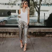 Dourado moda lantejoulas calças compridas femininas cintura alta calças lápis estilo high street calças skinny femininas 2024 - compre barato