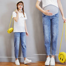 Solta Denim Maternidade Jeans Calças Para As Gestantes Roupas Vintage Estiramento Calças Calças Barriga Reta calças de Brim da Gravidez 2024 - compre barato