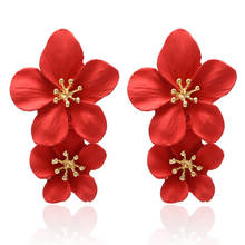 Double Layers Flower Drop Earrings for Women Statement Hanging Pendientes Bohemian Long Dangle Earring 2020 Wedding Jewelry 2024 - buy cheap