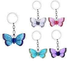 New Fashion Butterfly Key Chains Rings Crystal Rhinestone Butterfly Pendant Charm Jewelry Keychains Christmas Xmas Gift Keyring 2024 - buy cheap