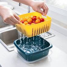Double Layers Washing Drain Basket Kitchen Plastic Washing Fruit Plate Household Dust-Proof Vegetable Storage Basket With Lid 2024 - buy cheap