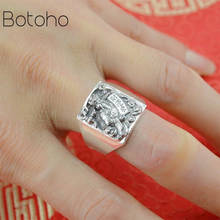 Anel de prata esterlina s999, anel masculino para restaurar a fortuna, cor prateada e fina 2024 - compre barato