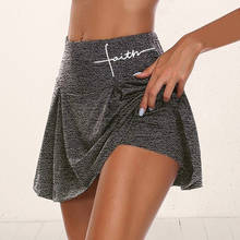 Женская Спортивная юбка для бега с высокой талией, защитные трусики, шорты для йоги, сетчатые двухслойные Лоскутные Шорты для фитнеса, спортивная короткая юбка 2024 - купить недорого