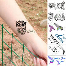 Tatuagem adesiva temporária de coruja, panda, elefante, aeronave pequeno com tatuagem flash, tatuagem falsa para crianças, homens e mulheres 2024 - compre barato