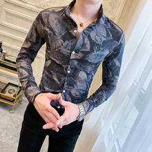 2020 новая осенне-зимняя мужская рубашка в английском стиле, красивая универсальная рубашка, Мужская модная рубашка с длинными рукавами и принтом, Мужская Дизайнерская блузка K103 2024 - купить недорого
