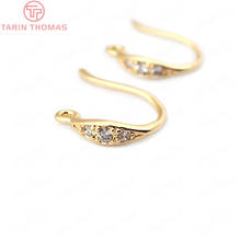 (33772)6PCS Height 10MM 24K Gold Color Brass with Zircon Earrings Hooks High Quality Diy Jewelry Findings Accessories 2024 - buy cheap