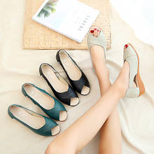 AARDIMI Genuine Leather Peep Toe Women Sandals Summer Wedge Shoes Woman 3 colors Loafers Increasing Women Flats Shoes Sandalias 2024 - buy cheap