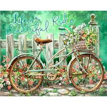 GATYZTORY-cuadro sobre lienzo de Kits de pintura por números DIY, cuadro de 40x50cm, bicicleta y paisaje de flores, cuadro al óleo, lienzo colorido, decoración del hogar 2024 - compra barato