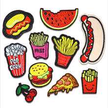 Cute Food Hamburger Pizza Donut Ice Cream Patch Sew Iron on Cartoon Patches Kids Cute Embroidered Patches for Clothes Applique 2024 - buy cheap