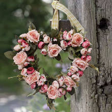 Simulação de grinaldas artificiais de rosas, flores de seda peônia, formato de coração romântico, guirlanda de simulação para decoração de festa de casamento 2024 - compre barato