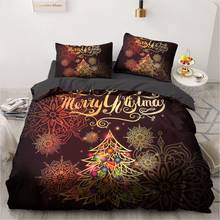 Juego de ropa de cama con funda de edredón, conjunto de ropa de cama con diseño de árbol de Navidad, color negro, 3D, tamaño doble, Queen y Pillwocase 2024 - compra barato