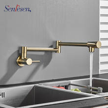 Senlesen Brass Pot Filler Tap Kitchen Faucet Single Cold 360 Rotate Folding Golden Wall Mounted Single Handle  Tap 2024 - buy cheap