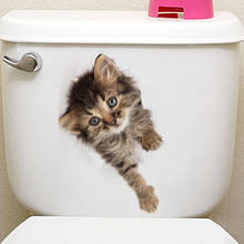 Горячая 3D кошка собака Наклейка на стену ванная комната спальня Животные наклейки туалет s украшение дома художественный плакат CNT 66 2024 - купить недорого