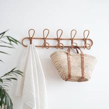 Large Vintage Rattan Clothes Hanger Kids Garments Organizer Rack Rattan Wall Hooks Clothes Hat Hanging Hook Room Decor 2024 - buy cheap