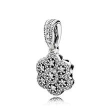 Real 925 Sterling Silver Bead Ice Crystallised Floral Pendant Charm Fit Fashion Women Pandora Bracelet Bangle Gift DIY Jewelry 2024 - buy cheap