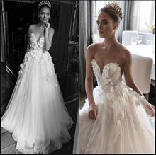 2021 Newly Sweetheart Backless Wedding Dresses 3D Rose Flower Appliques Bridal Dress Floor Length Wedding Gown Vestido de noive 2024 - buy cheap