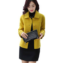 Outono inverno feminino casaco de lã temperamento coreano manga longa feminino jaqueta de cor sólida plus size lã superior shorty outerwear 2024 - compre barato