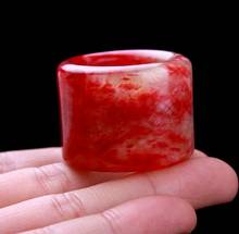 Натуральный белый Нефритовая плита палец, рубин, мужское кольцо 2024 - купить недорого
