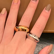 Frete grátis anel de dedo em aço inoxidável grande e brilhante, joias para mulheres e meninas 2021 joias minimalistas 2024 - compre barato