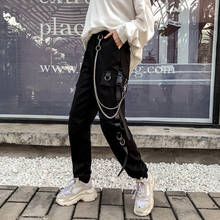 Pantalones Cargo Harajuku con Bolsillos y cadena para hombre y mujer, pantalones tobilleros de cintura alta, estilo Hip-hop, Harem, novedad de 2020 2024 - compra barato