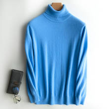 Suéter gola alta caxemira masculino, pulôveres casuais para outono e inverno, de manga comprida 2024 - compre barato
