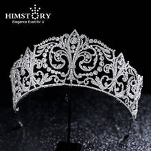 Himstory Royal Luxuriou Goddess Iris Cubic zircon Crown Tiara Big Size Hair Jewelry Bridal Heaband Wedding Party Hair Jewelry 2024 - buy cheap