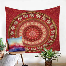 Tapeçaria de mandala floral para parede, elefante, vermelho, boêmio, poliéster, preto, psicodélico, decoração de boho, ioga 2024 - compre barato