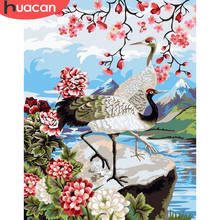 HUACAN Frame Crane DIY Painting By Numbers Kit Animals Calligraphy Painting Wall Art Flower Picture Acrylic Paint For Home Art 2024 - buy cheap