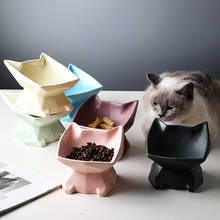 Cute Ceramic Cat Bowl Food Water Bowls for Cat Dog Oblique High Bowl Pets Feeder Protection Spine Pet Bowls Table Pet Supplies 2024 - buy cheap