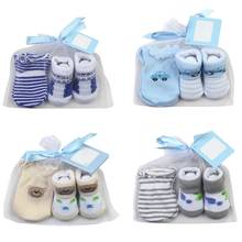 Детские хлопковые носки + перчатки против царапин для маленьких мальчиков младенцев 0-6 месяцев подарок для новорожденных Детские аксессуар... 2024 - купить недорого