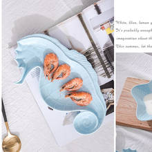 Ceramic Dish Japanese Hippocampus Tableware Dessert  Shell Snack Plate Creative Dinner Plate Household Dish Dinner Sushi Plates 2024 - buy cheap