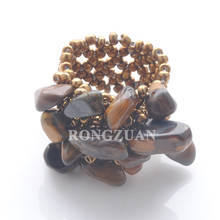 Fashion Jewelry Tiger's Eye Chips Beads Stretchy Finger Ring US 6~10 1pcs TJ3027 2024 - buy cheap