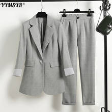 High Quality Business Wear Women's Suit Pants Two-piece Temperament Long Sleeve Plaid Ladies Jacket Casual Trousers Office Suit 2024 - buy cheap